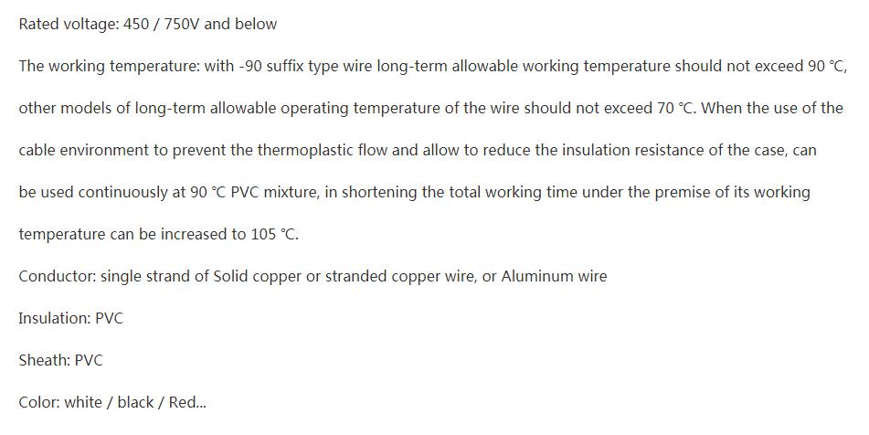 Electrical Copper building Wiring material for House Wire parameter
